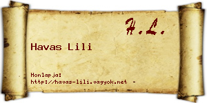 Havas Lili névjegykártya